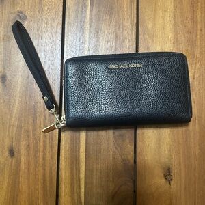 Michael Kors Black Textured Wristlet